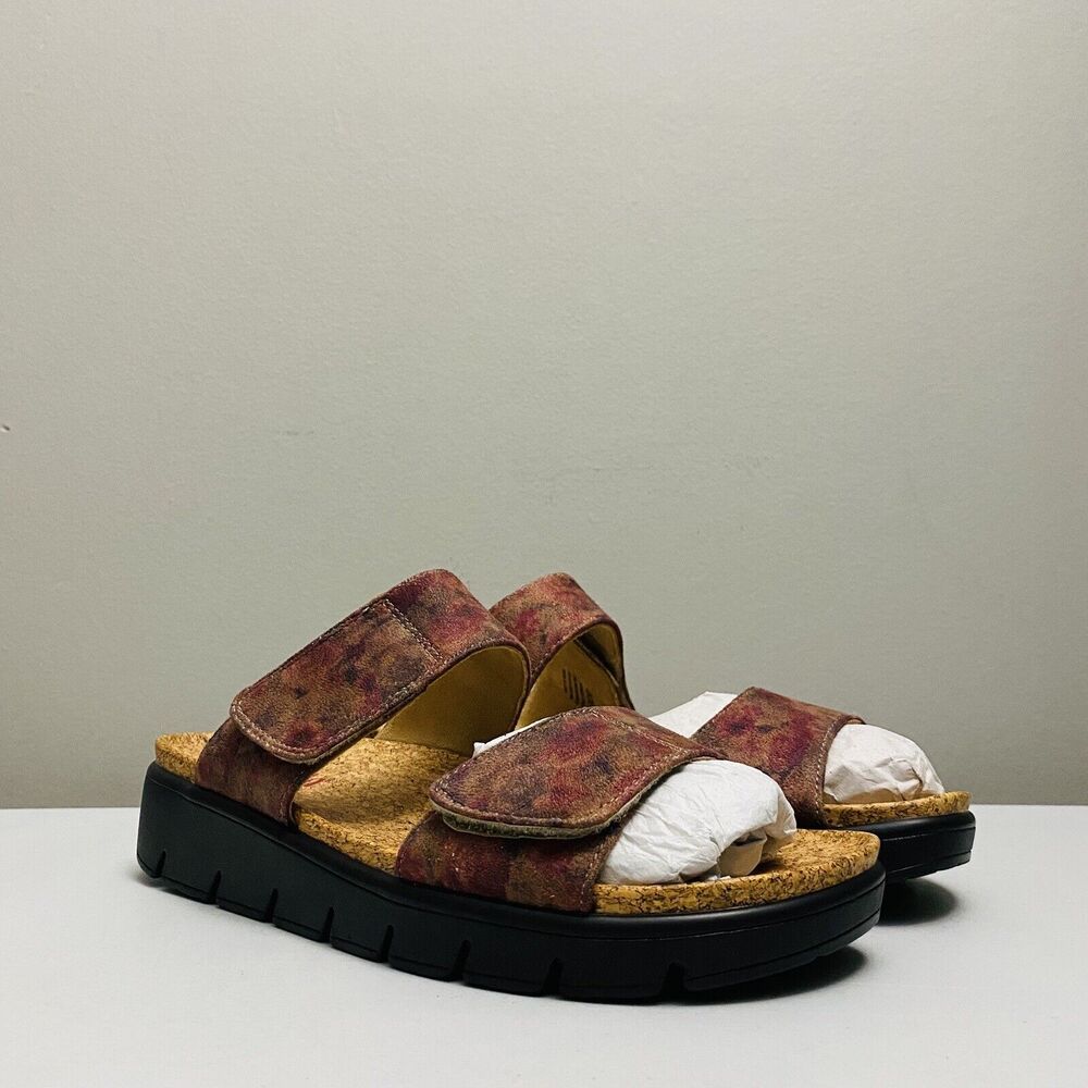 Alegria Bryce Cognac & Roses LEN-7764X Two-Band Slide Sandals EU 42, US 11.5-12